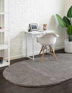 Unique Loom Solo Collection Area Rug - Calabasas (5' 3" x 8' Oval, Gray)