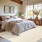 Shilucheng Wool Rug 4.7x7 Non-Slip, Blend 80% Wool and 20% Cotton Rugs for Living Room, Bedroom, Dinning Room, Soft Durable Cotton Backing Modern Area Rug (Beige)
