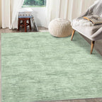 RUGSREAL Bedroom Rug 3x5 Washable Rug for Living Room Small Entryway Carpet with Rubber Backing Stain Resistant Dining Room Throw Mat Modern Solid Color Area Rug for Bedside Kitchen, Green