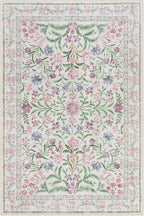 Wonnitar Boho Floral Area Rug 6x9, Washable Purple Rugs for Bedroom Girls, Non Slip Ultra-Thin Soft Indoor Baby Carpet for Nursery Dorm Kids Room Living Room, Light Purple/Pink