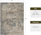 GENIMO Washable 5x7 Area Rugs for Living Room, Non Slip Modern Abstract Rug, Machine Washable Stain Resistant Low Pile Soft Carpet for Bedroom, Dining, Office, Grey Beige