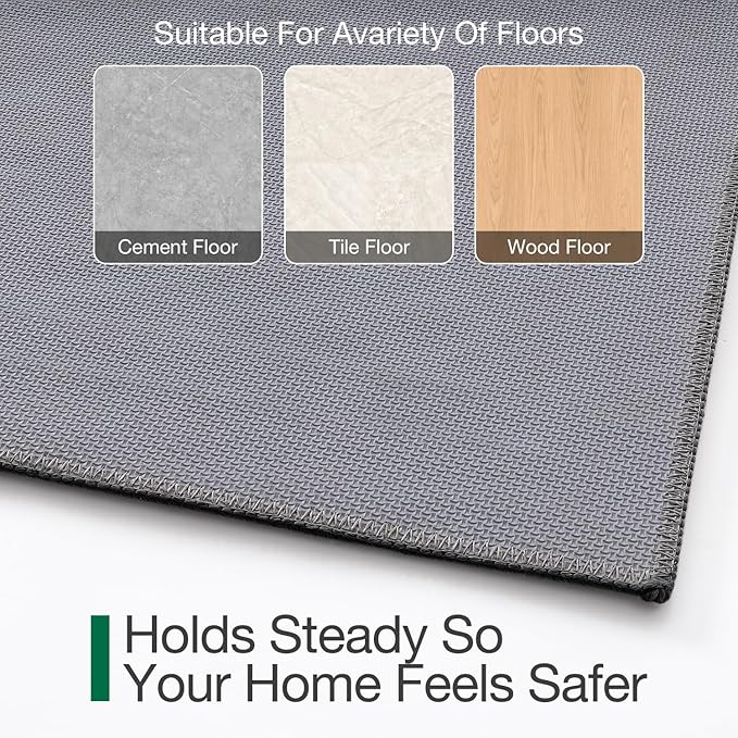 LUMI Door Mat Indoor Entrance 32"x48", Front Welcome Mat with Non-Slip Rubber Backing, Low Profile Dirt Trapper Inside Doormat for Entrance, Garage, Patio, Grey