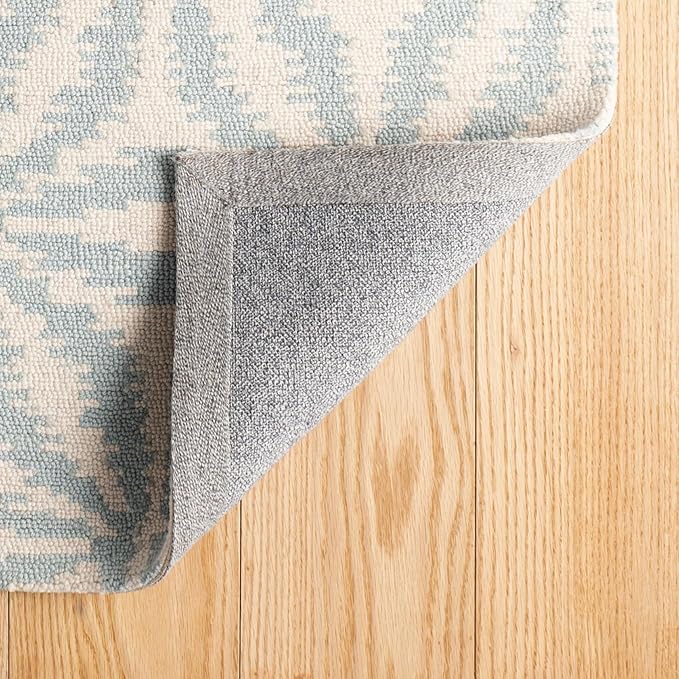 Dash & Albert Aster Sky Hand Micro Hooked Wool Rug, 5 X 8 Feet, Blue Geometric Pattern