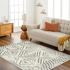 Wonnitar Moroccan Washable Rugs 5x7, Large White Tribal Area Rug for Living Room, Non-Shedding Soft Bedroom Accent Throw Mat, Geometric Floor Carpet for Dining Table Entry Office (Beige,5'x7')