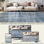 Area Rug Living Room Rugs - 5x7 Large Soft Indoor Neutral Modern Abstract Low Pile Washable Rug Carpet for Bedroom Dining Room Farmhouse Home Office - Dark Blue