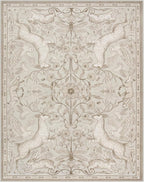 Lahome Boho Animal Washable Rugs for Living Room 8x10, Beige Soft Rugs for Bedroom, Botanical Large Boho Non Slip Dining Room Carpet for Under Table Office Kids Playroom (8x10ft,Beige)