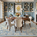 8x10 Area Rugs Living Room Rug - Floral Vintage Forest Washable Carpet, Low Pile Non-Slip Stain Resistance Boho Soft Large Carpet for Bedroom, Dining Room, Office, Farmhouse (8'x10' Blue/Orange)