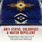 YHSF South West Native American Area Rug C318 (Navy Blue, 8 Feet x 10 Feet)