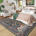 Rugcomf Area Rugs 9x12 Living Room Vibrant Tree of Life-Patterned Vintage Washable Rug Non Slip Low Pile Large Rug for Bedroom Farmhouse Dining Room Kids Playroom, Green