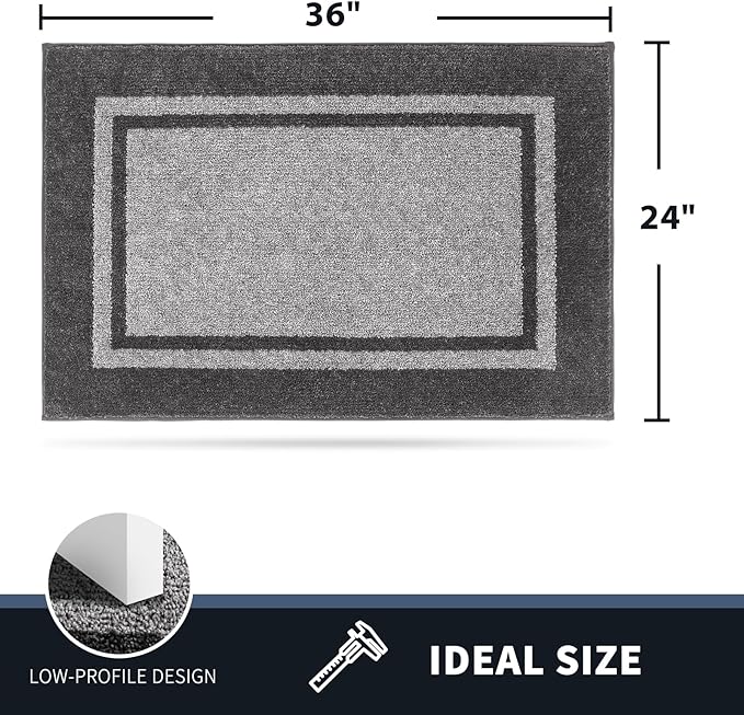 PURRUGS Dirt Trapping Door Mat 24" x 36", Non-Slip/Skid Machine Washable Entryway Rug, Shoes Scraper, Area Rug, Super Absorbent Welcome Mat for Muddy Wet Shoes and Paws, Light Grey & Dark Grey