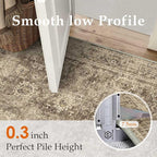 9x12 Brown Vintage Area Rug for Living Room Bedroom Large Distressed Rustic Carpet Non-Slip Low Pile Lightweight Vacuumable Soft Washable Throw Rug for Indoor Dining Room