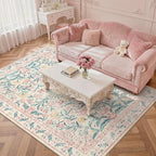 Wonnitar Pink Rugs for Bedroom Girls, 5x7 Washable Rug for Nursery Decor, Boho Soft Floral Carpet Non Slip, Indoor Ultra-Thin Floor Carpet for Baby Kids Room Living Room Dorm