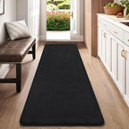 AROGAN 2x8 Feet Shag Runner Rug for Hallways, Washable Rugs with Memory Foam for Bedroom, Entryway Indoor Fluffy Throw Rug for Bedside Living Room Kids Girls Nursery Dorm Room Decor, Black