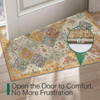 LUMI Indoor Door Mat 17x30, Washable Low Pile Entry Rug with Non-Slip Rubber Backing, Durable Welcome Mat for Entryway, Hallway, Patio, or Porch