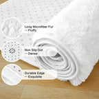 Andency White Soft Area Rugs for Living Room Bedroom, 4x6 Fluffy Shaggy Bedside Rug, Non-Slip Large Shag Fuzzy Plush Carpets for Bedroom Kids Dorm Nursery Home Decor Aesthetic