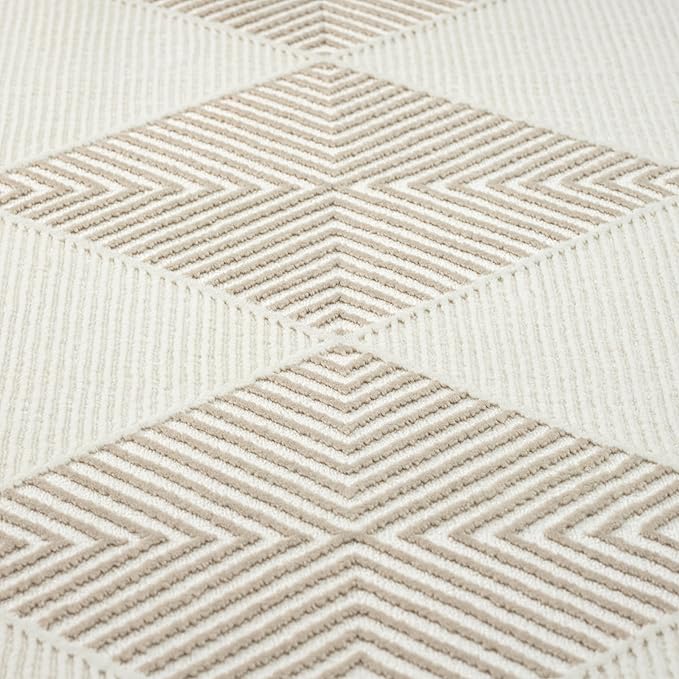 Abani Cream Area Rug for Living Room, Bedroom - Diamond Pattern - 4 x 6 - Durable & Easy to Clean