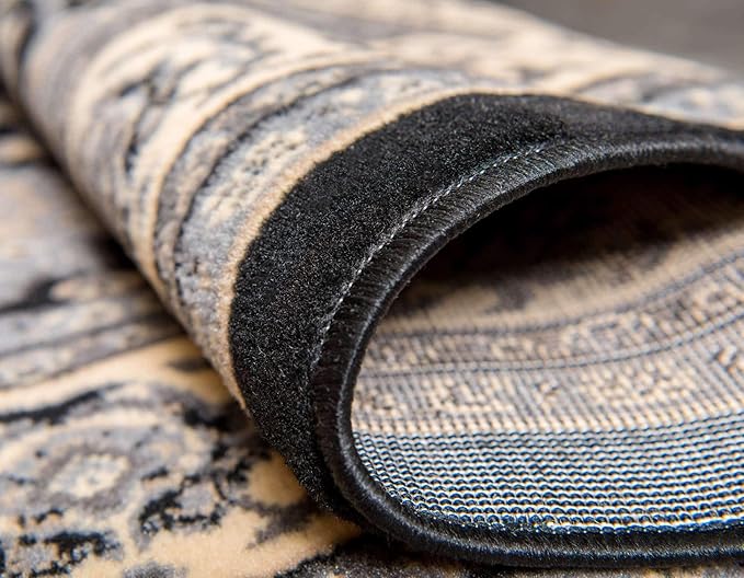 Unique Loom Sialk Hill Collection Area Rug - Washington (9' x 12' Rectangle Black/Gray)