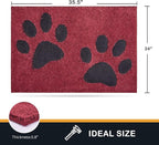 PURRUGS Dirt Trapping Door Mat 24" x 35.5", Non-Skid/Slip Machine Washable Microfiber Entryway Rug, Dog Doormat, Super Absorbent Welcome Mat for Muddy Wet Shoes and Paws, Burgundy Red
