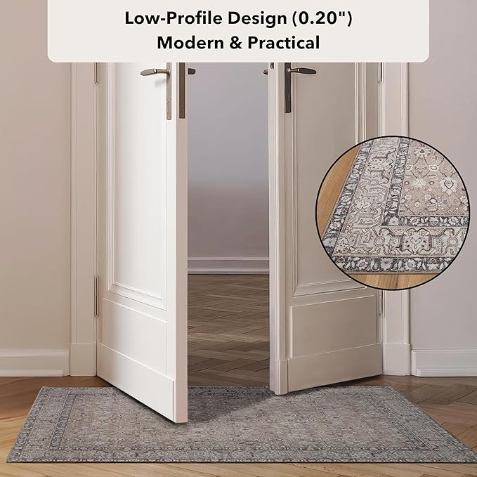 Kuden 2x3 Small Rug, Machine Washable, Non-Slip Backing, Vintage Style, Soft, Low Pile, Area Rugs for Entryway Kitchen Indoor Entrance