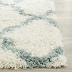 SAFAVIEH Dallas Shag Collection Runner Rug - 2'3" x 6', Ivory & Light Blue, Trellis Design, Non-Shedding & Easy Care, 1.5-inch Thick Ideal for High Traffic Areas in Living Room, Bedroom (SGD257J)
