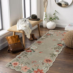 Lahome Floral Kitchen Runner, 2x5 Soft Washable Runner Rug Non Slip, Ultra-Thin Hallway Rug Stain Resistant Boho Carpet for ‎Laundry Bathroom Bedroom(2x5ft,Brown)