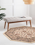 Unique Loom Sialk Hill Collection Area Rug - Washington (7' 10" Octagon Ivory/Black)