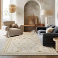 EVERGRACE Area Rugs for Living Room 6x9, Boho Floral Faux Wool Indoor Outdoor Rugs, Washable Rugs for Bedroom Dining Room Entryway Kitchen, Low Pile Floor Mat Carpet for Home Decor, Natural Beige