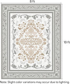 SOULFUL Medium Pile 8x10 Rugs for Living Room - Soft Foot Feel Large Area Rug - Light Taupe Boho Floral - Washable Non-Slip - Perfect for Bedroom Kids Room Under Dining Table Office
