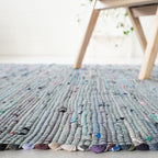 SAFAVIEH Rag Rug Collection Area Rug - 8' x 10', Aqua & Multi, Handmade Boho Stripe Cotton, Ideal for High Traffic Areas in Living Room, Bedroom (RAR121K)