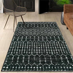 Lahome Moroccan Black Rug for Bedroom Washable Area Rugs 4x6 Non-Slip Ultra-Thin Living Room Carpet Stain Resistant Throw Entryway Indoor Mat, Geometric Print Modren Carpet Rug for Office Kitchen