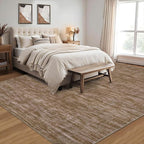 RUGSREAL Large Solid Color Area Rug for Living Room Washable Bedroom Area Rug Non-Slip Low-Pile Modern Contemporary Indoor Area Rugs Home Office Throw Carpet for Dining Room, 8' x 10' Taupe