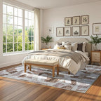 Brown 6X9 Area Rugs for Living Room Bedroom,Modern Abstract Large Carpet Washable Rugs 6X9 for Dining Room Office,Non Slip Print Faux Wool Thin 6 by 9 Indoor Nursery Kids Home Pet & Child Friendly