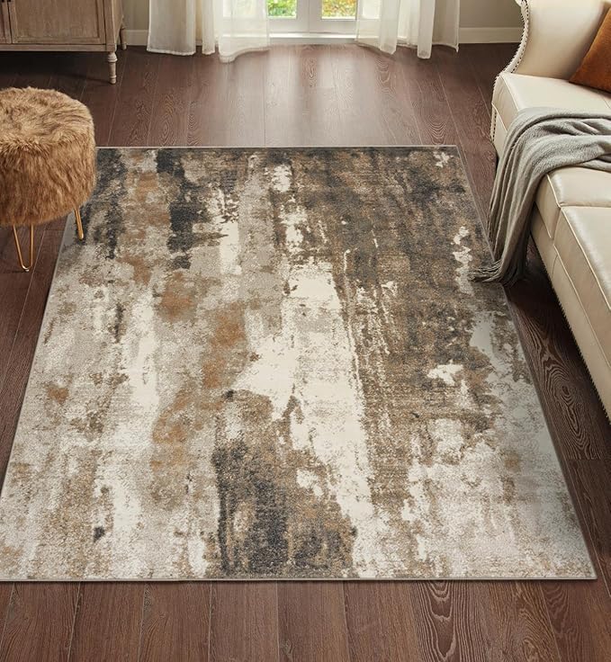 LUXE WEAVERS Lagos Collection Beige 4x5 Abstract Area Rug