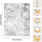 8x10 Machine Washable Area Rug for Living Room, Grey Modern Vintage Abstract Rug Large Non-Slip Low Pile Soft Faux Wool Carpet, Kids and Pets Friendly for Bedroom Dining Room Farmhouse Home Decor Rug