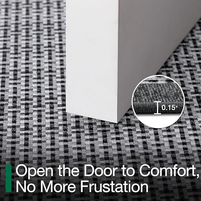 LUMI Inside Door Mat for Entry 20"x32", Absorbent, Dirt Trapper, Low Profile Thin, Non Slip Mats with Rubber Backing, Ideal for Indoor, High Traffic, Garage, Entrance, Classic Grey