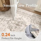 Runner Rug 2x5 Beige Hallway Washable Carpet Non Slip Vintage Medallion Carpet Low Pile Soft Distressed Retro Indoor Long Rug for Entryway Kitchen Bathroom Laundry Bedroom