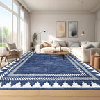 Foldable 5x7 Non Slip Area Rugs for Living Room Dining Room Modern Geometric Washable Non-Shedding Soft Indoor Carpet Bordered Printed Stain Resistant Bedroom Low Pile Rugs, Blue
