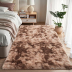 Zentavio Area Rugs for Living Room Rugs for Bedroom 4x6 Soft Carpet Fluffy Furry Shag Aesthetic Plush High Pile Gray Throw Rug for Nursery Kids Room Dorm Tie-Dyed Coffee