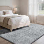 Fluffy Rug Shaggy Area Rug, Grey 8x10 Area Rugs for Living Room, Large Shag Area Rugs for Bedroom Kids Room Home Decor, Upgrade Anti-Skid Rectangular Fuzzy Rugs