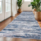 3x10 Modern Abstract Runner Rug for Hallways, Navy Blue Gray Neutral Multi Super Soft Hallway Decor Kitchen Rugs with Non-Slip, Non-Shedding Washable Rug for Entryway Bedroom Indoor