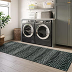 Lahome Moroccan Black Long Runner Washable Hallway Rug, Ultra-Thin Non Slip Kitchen Runner, Soft Modern Print Indoor Floor Carpet for Entryway Stair (Black, 2'5''x12'')