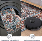 KOZYFLY Boho Area Rug 3x5 Ft Rugs for Entryway Washable Entry Rug Non Slip Door Mat Indoor Printed Faux Wool Vintage Kitchen Rug Throw Rugs for Entrance Kitchen Living Room, Brick Red/Orange/Green