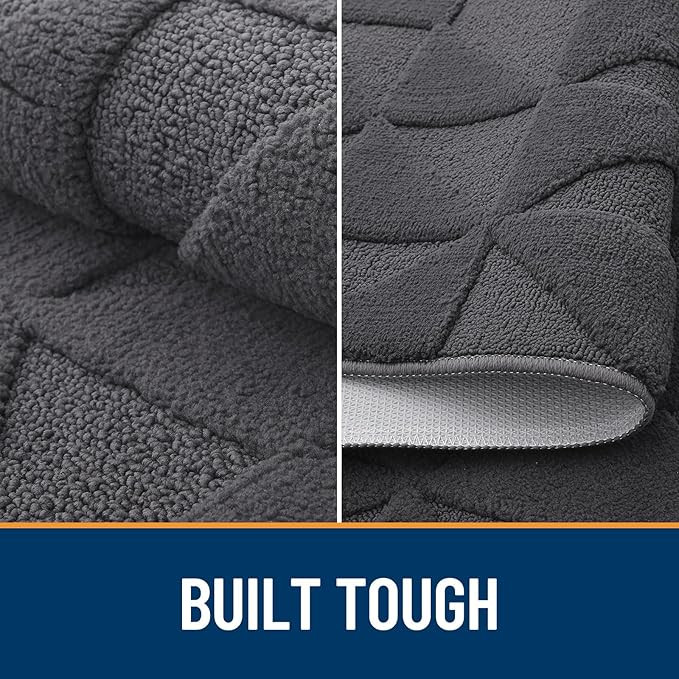 OLANLY Door Mats Indoor, Non-Slip, Absorbent, Dirt Resist, Entrance Washable Mat, Low-Profile Inside Entry Doormat for Entryway (59x20 inches, Dark Grey)