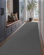 Color&Geometry Door Mat 3'x12' Runner Rug with Rubber Backing, Non Slip Washable Hallway Runner Kitchen Runner Rug, Carpet Runners for Hallway Living Room Bedroom, Grey (Rolled-up NO Creases)