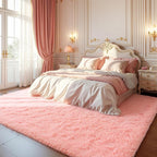 Zentavio Pink Rugs for Girls Room 8x10 Large Area Rugs for Living Room Cute Carpet for Bedroom Washable Soft Fluffy Shag Aesthetic Plush High Pile Rug for Nursery Kids Room Dorm Room