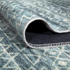 Bloom Rugs Caria Washable Non-Slip 9x12 Rug - Teal/Ivory Geometric Area Rug for Living Room, Bedroom, Dining Room, and Kitchen - Exact Size: 9' x 12'