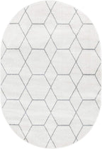 Unique Loom Trellis Frieze Collection Area Rug - Geometric (4' x 6' Oval, Ivory/ Gray)
