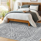 Wonnitar Moroccan Gray Area Rugs for Living Room, Washable 5x7 Boho Bedroom Rugs, Non-Slip Large Soft Dining Room Throw Mat, Floor Carpet for Basement Guest Room Office (Silver Grey,5'x7')