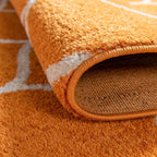 Rugs.com Lattice Frieze Collection Rug – 4' Round Orange Medium Rug Perfect for Kitchens, Dining Rooms