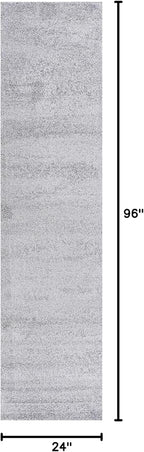 Eyely UES100K-28 Supersoft Haze Solid Low-Pile Indoor Runner Rug Casual;Contemporary;Solid;Traditional, Bedroom, Kitchen, Living Room, Easy-Cleaning, Non-Shedding, 2 X 8, Light Gray